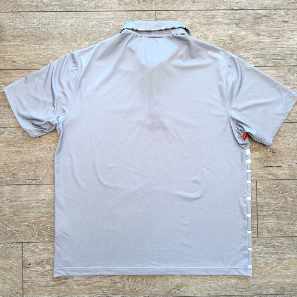 Slazenger Men’s Golf Sport Polo Shirt Size XL Gray Striped Front Breathable - Picture 6 of 8